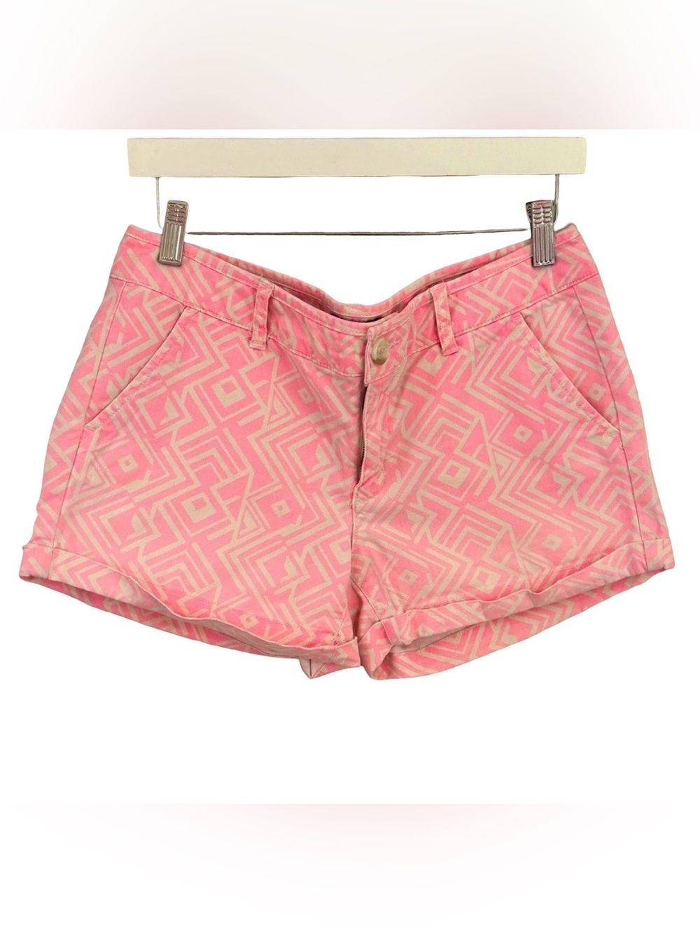 American Eagle Y2K pink tan Aztec tribal 2010 Tumblr Indie midi stretch shorts 8